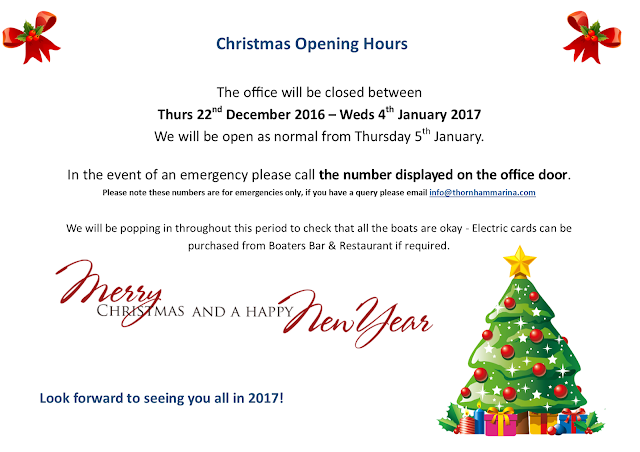 Christmas Opening Hours